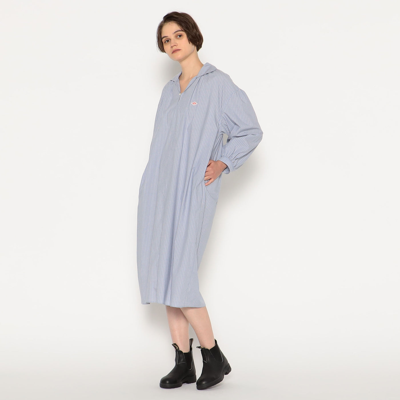 WOMEN'S PULLOVER SHIRT DRESS STRIPE