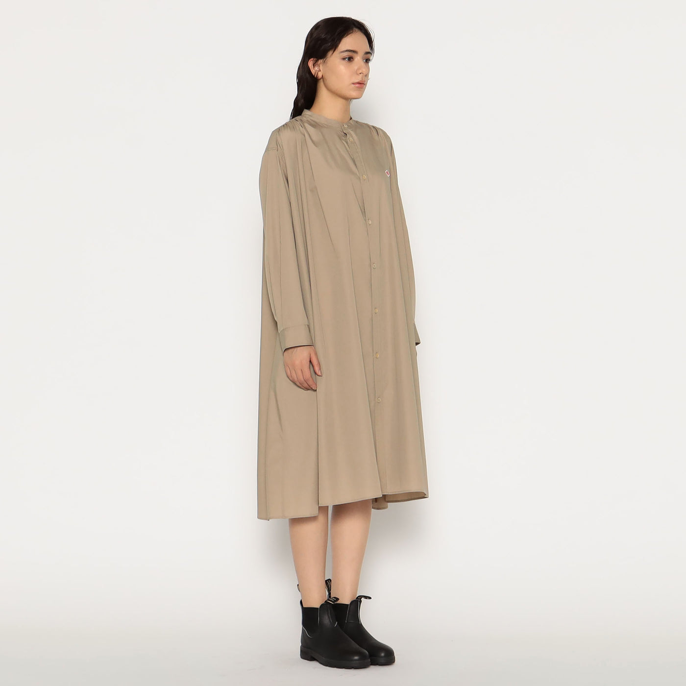 WOMEN'S T/C BROADCLOTH GATHERED SHIRT DRESS