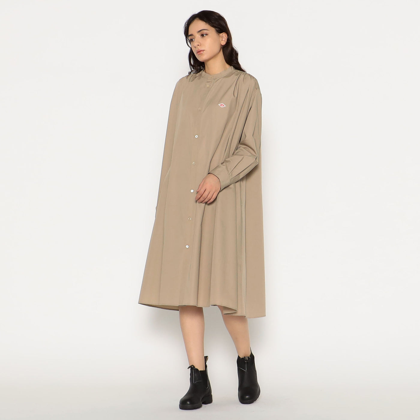 WOMEN'S T/C BROADCLOTH GATHERED SHIRT DRESS