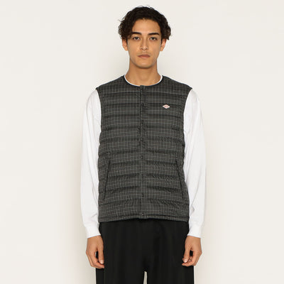 MEN'S CREWNECK INNER DOWN VEST PLAID