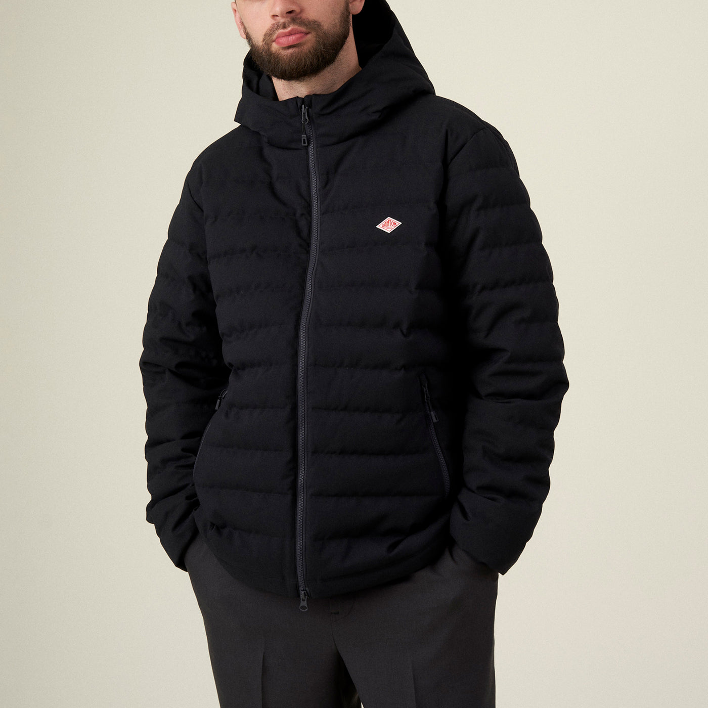 MEN'S WOOL LIKE POLYESTER MIDDLE DOWN HOODED JACKET