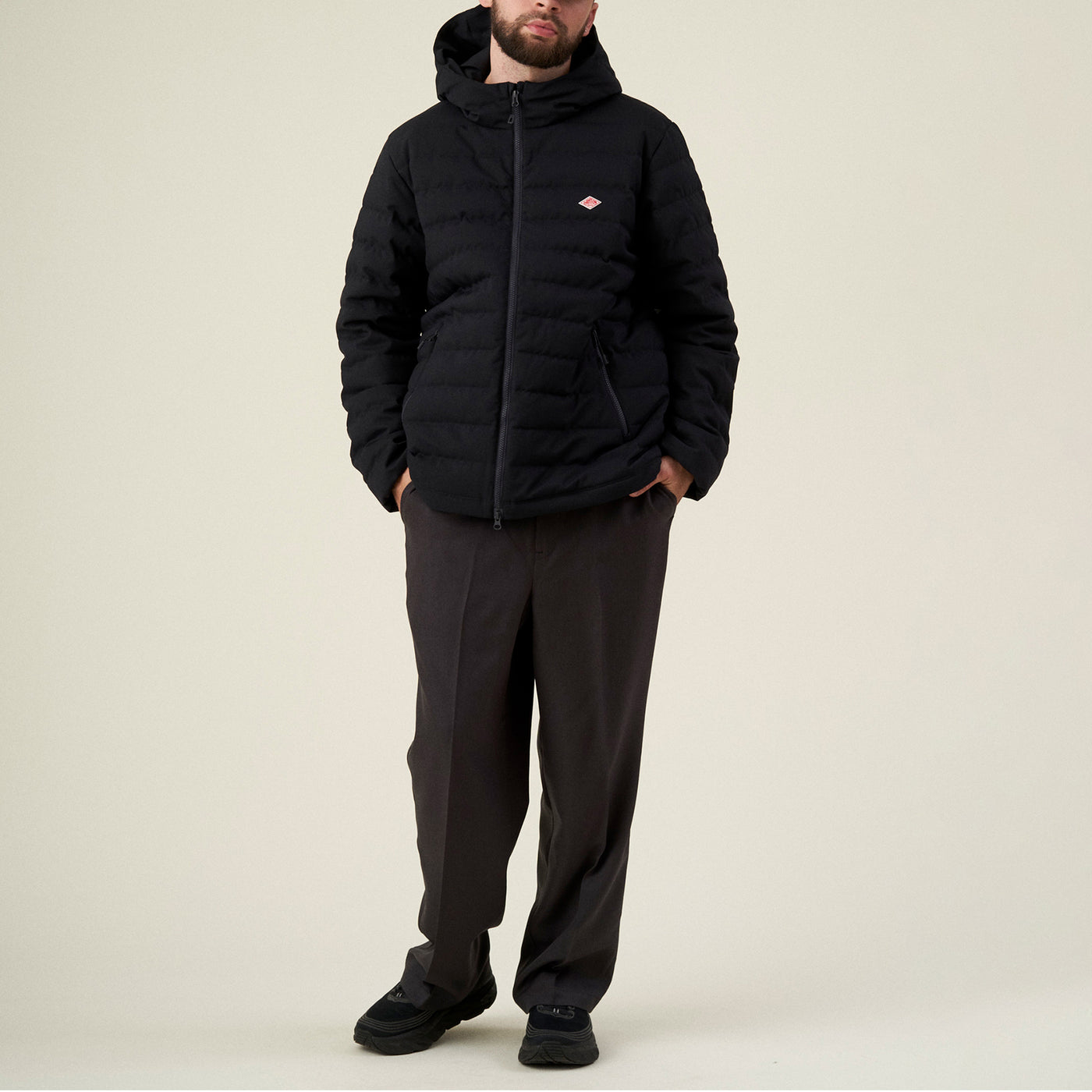 MEN'S WOOL LIKE POLYESTER MIDDLE DOWN HOODED JACKET