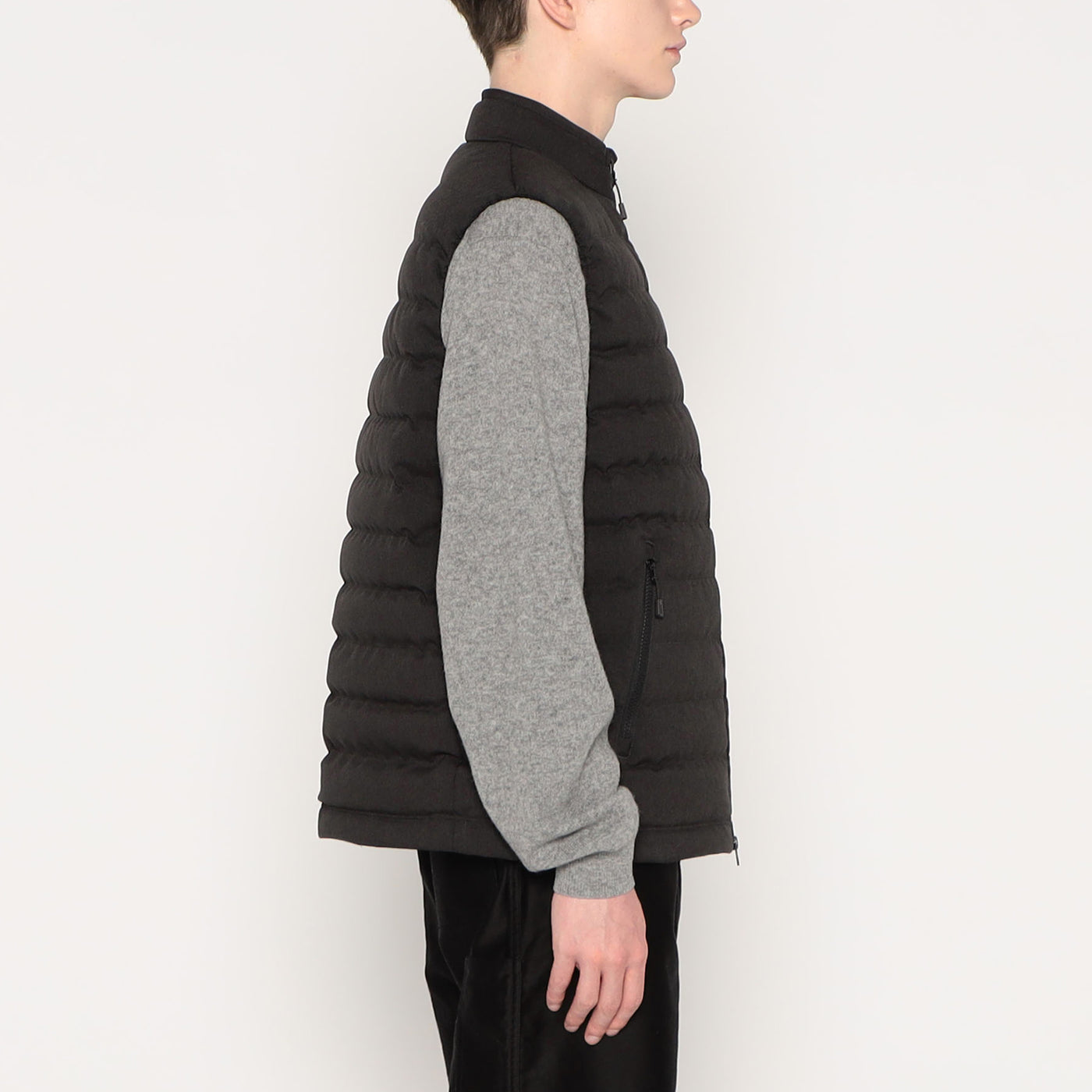 MEN'S WOOL LIKE POLYESTER MIDDLE DOWN STAND COLLAR VEST