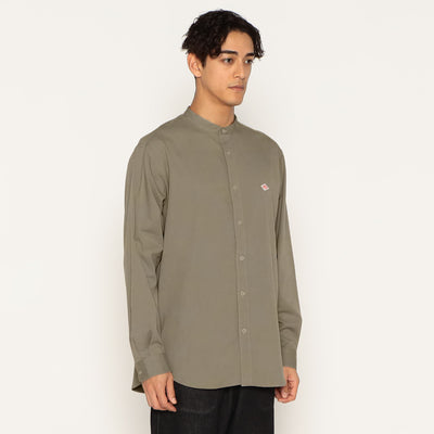 MEN'S COTTON TWILL BAND COLLAR SHIRT