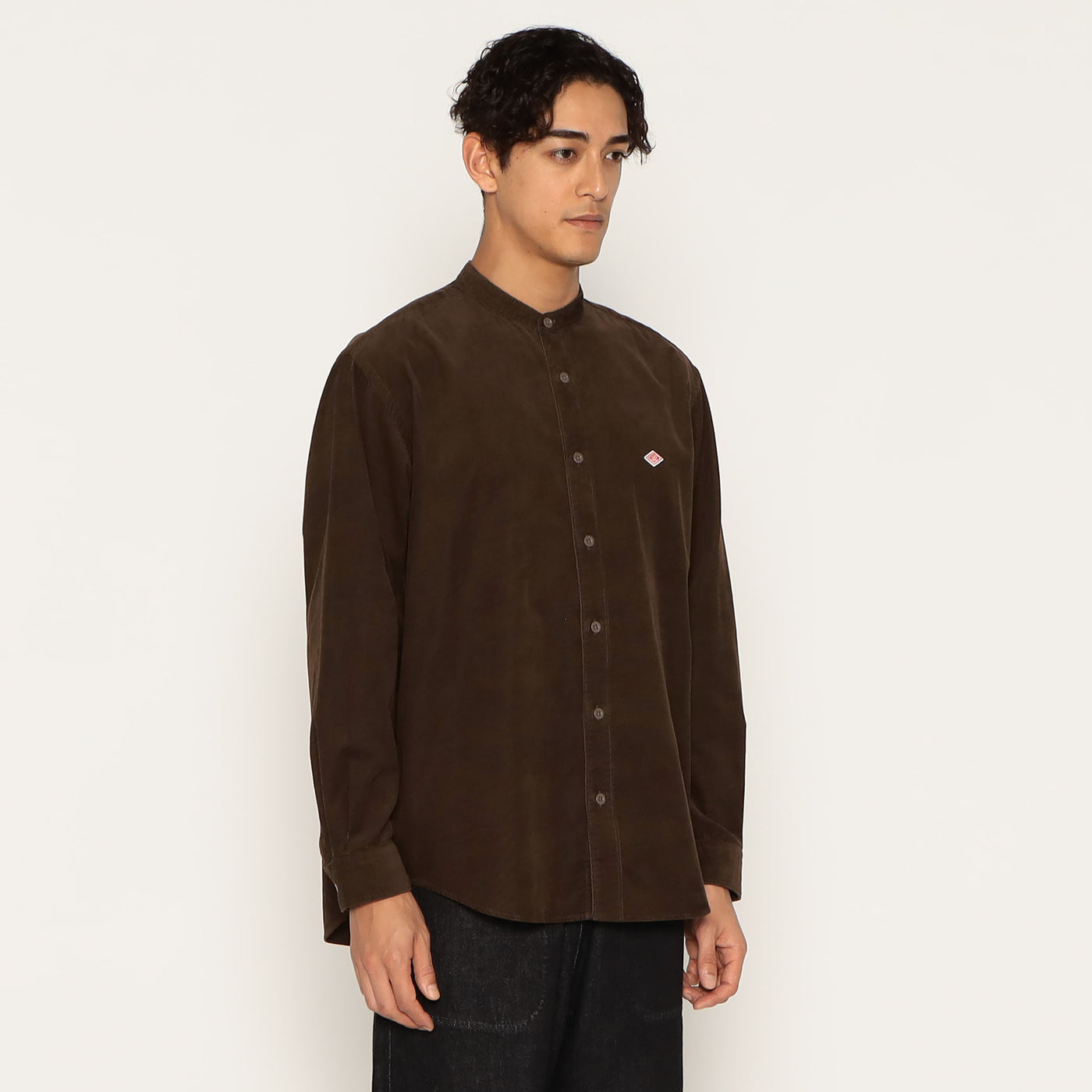 MEN'S CORDUROY BAND COLLAR SHIRT