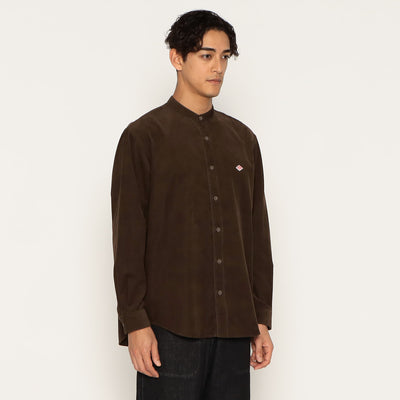 MEN'S CORDUROY BAND COLLAR SHIRT