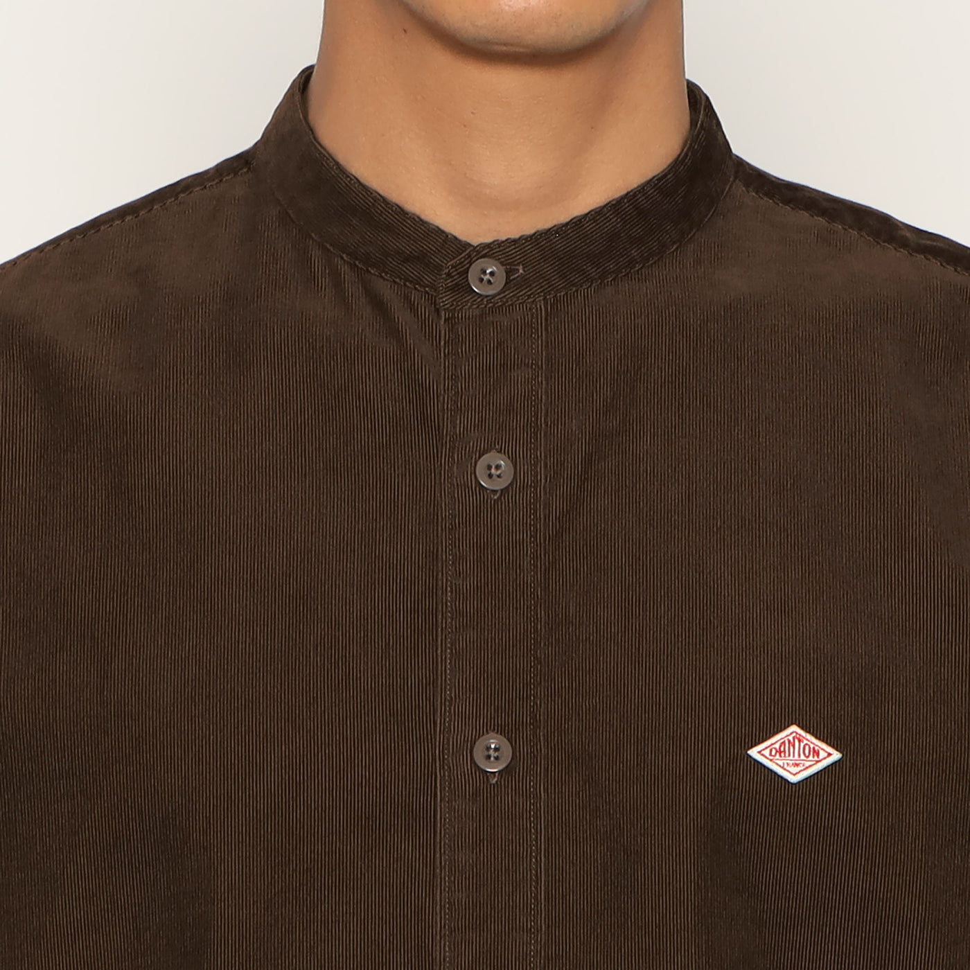 MEN'S CORDUROY BAND COLLAR SHIRT