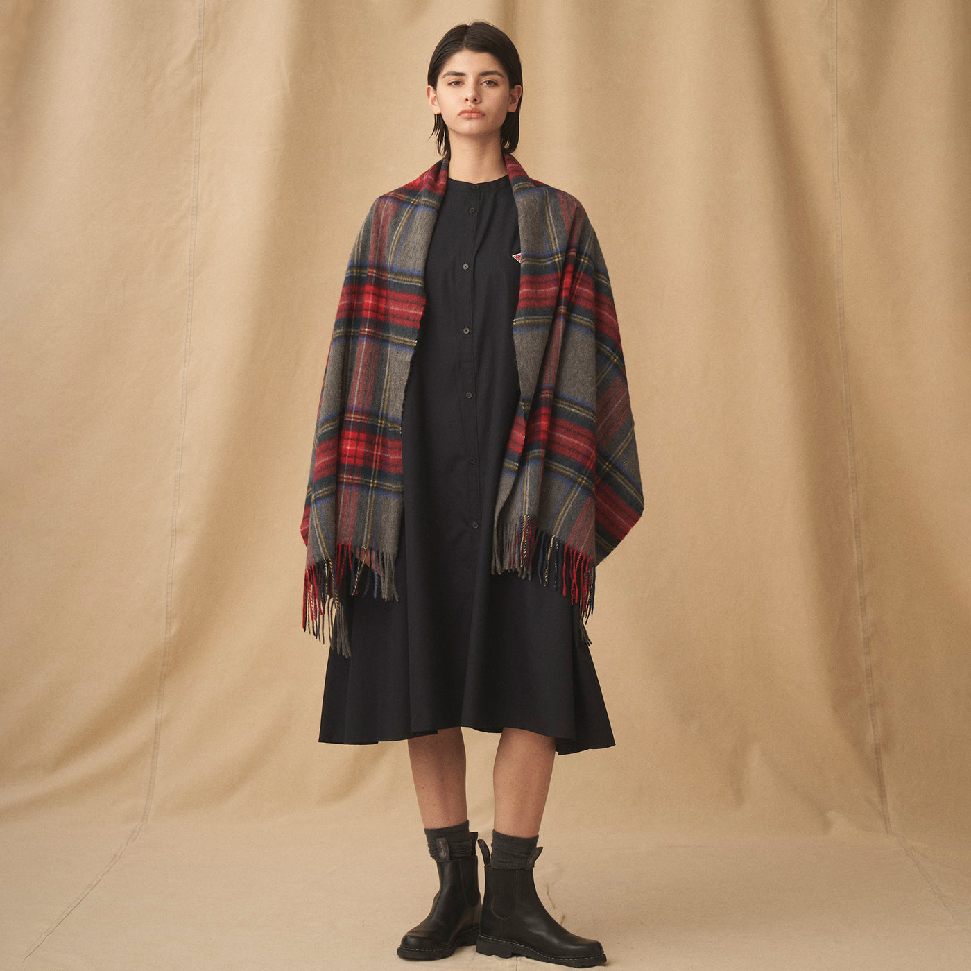 WOOL CASHMERE WIDE MUFFLER