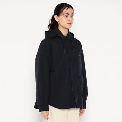 WOMEN'S INSULATION HOODED SHIRT JACKET SOLID