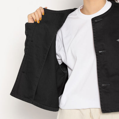 WOMEN'S COTTON DRILL COLLARLESS SHORT JACKET