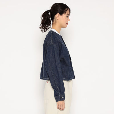 WOMEN'S DENIM COLLARLESS SHORT JACKET