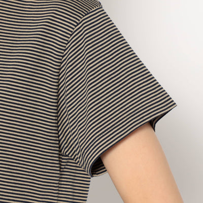 WOMEN'S SHORT SLEEVE SEMI CROP T-SHIRT STRIPE