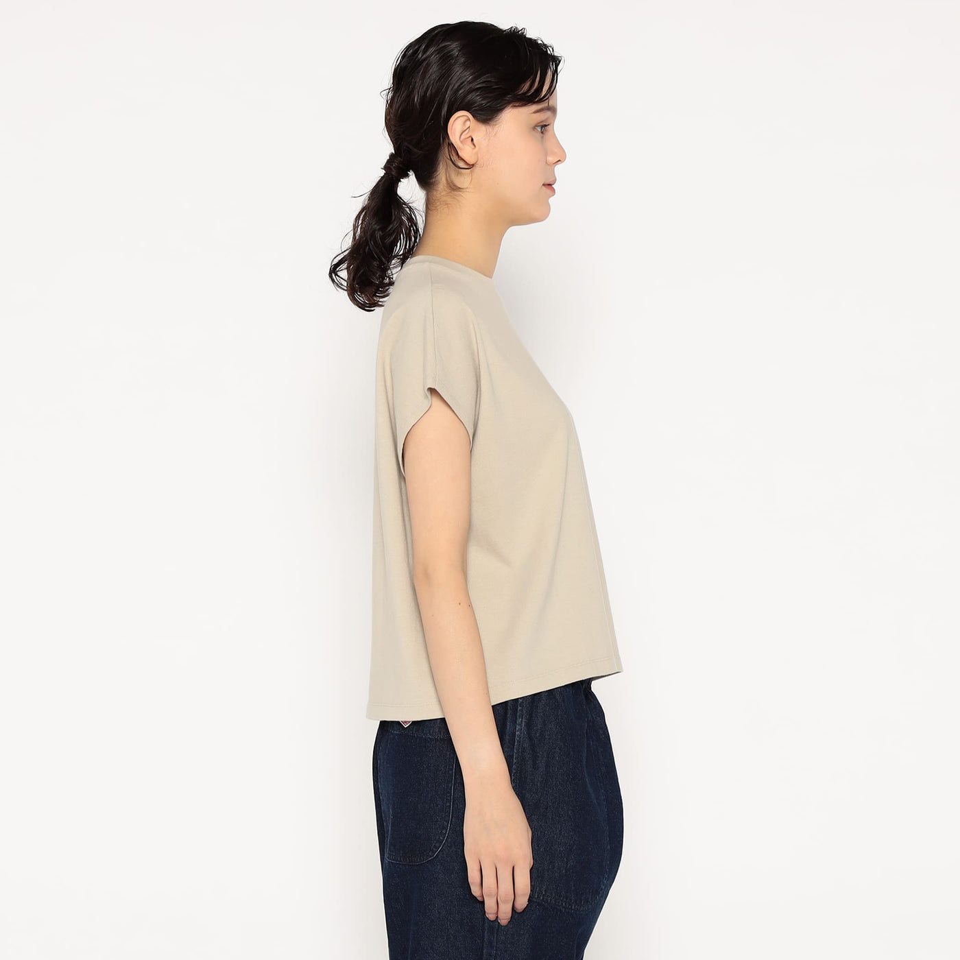 WOMEN'S COTTON JERSEY DOLMAN SHORT T-SHIRT PLAIN