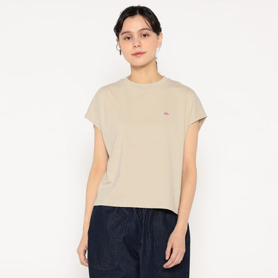 WOMEN'S COTTON JERSEY DOLMAN SHORT T-SHIRT PLAIN