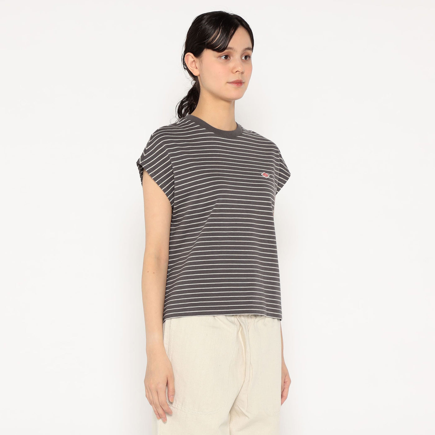 WOMEN'S COTTON JERSEY DOLMAN SHORT T-SHIRT STRIPE