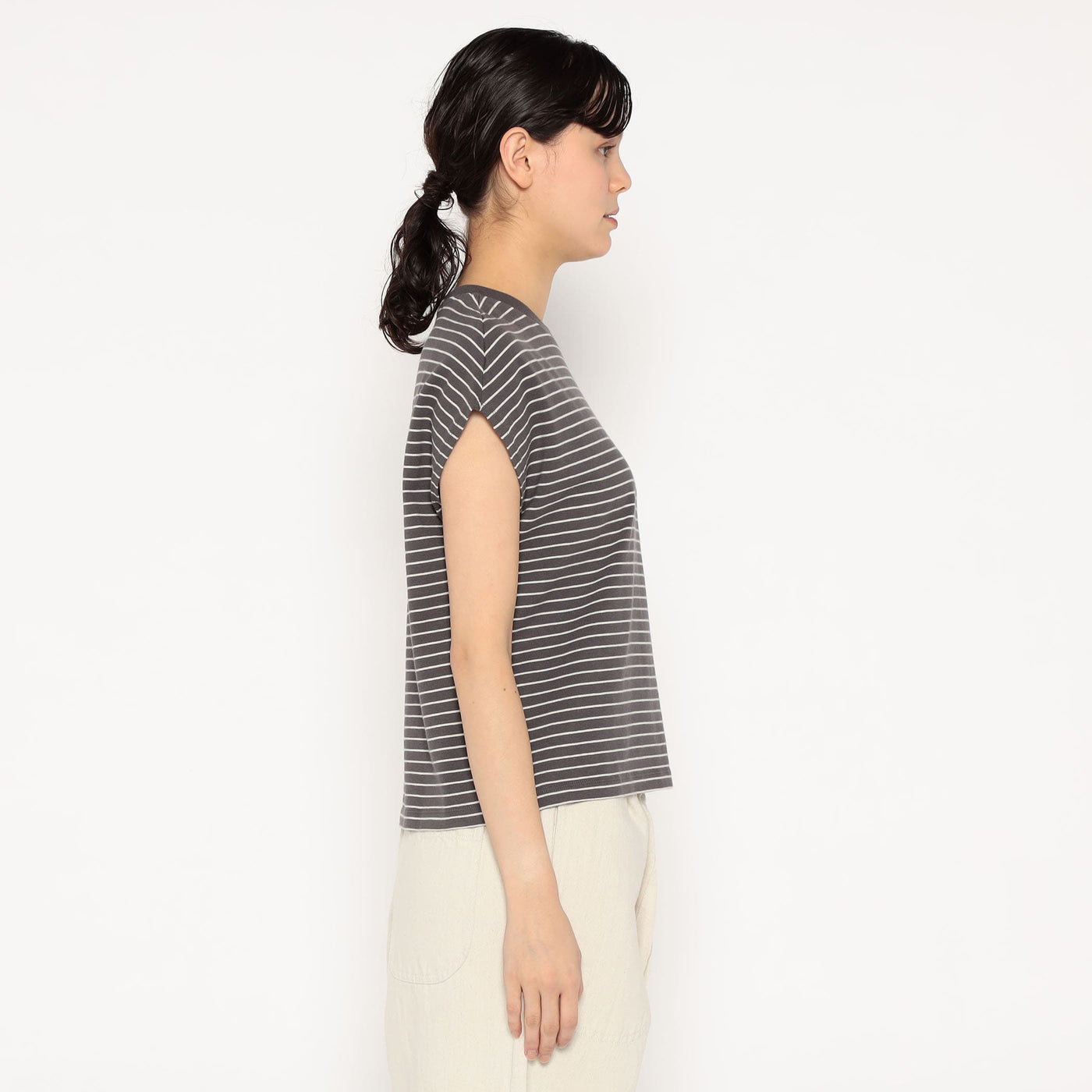 WOMEN'S COTTON JERSEY DOLMAN SHORT T-SHIRT STRIPE