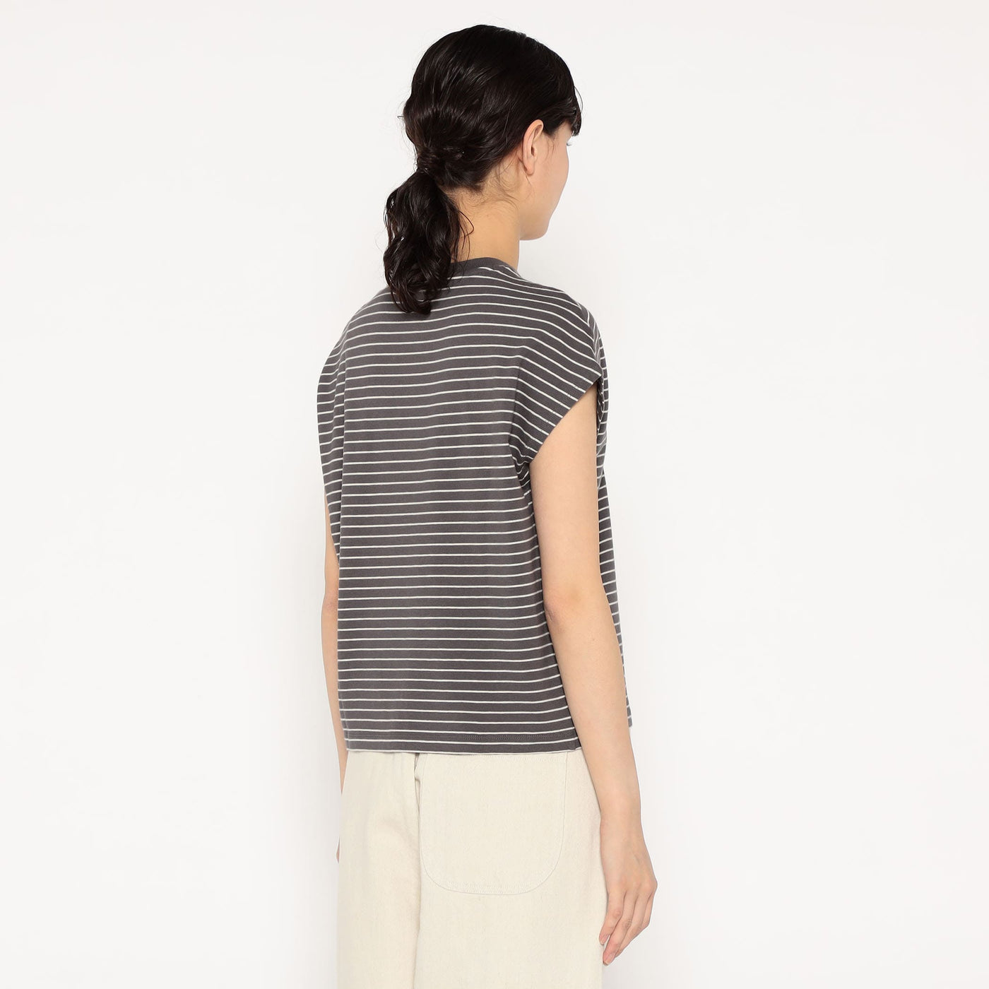 WOMEN'S COTTON JERSEY DOLMAN SHORT T-SHIRT STRIPE
