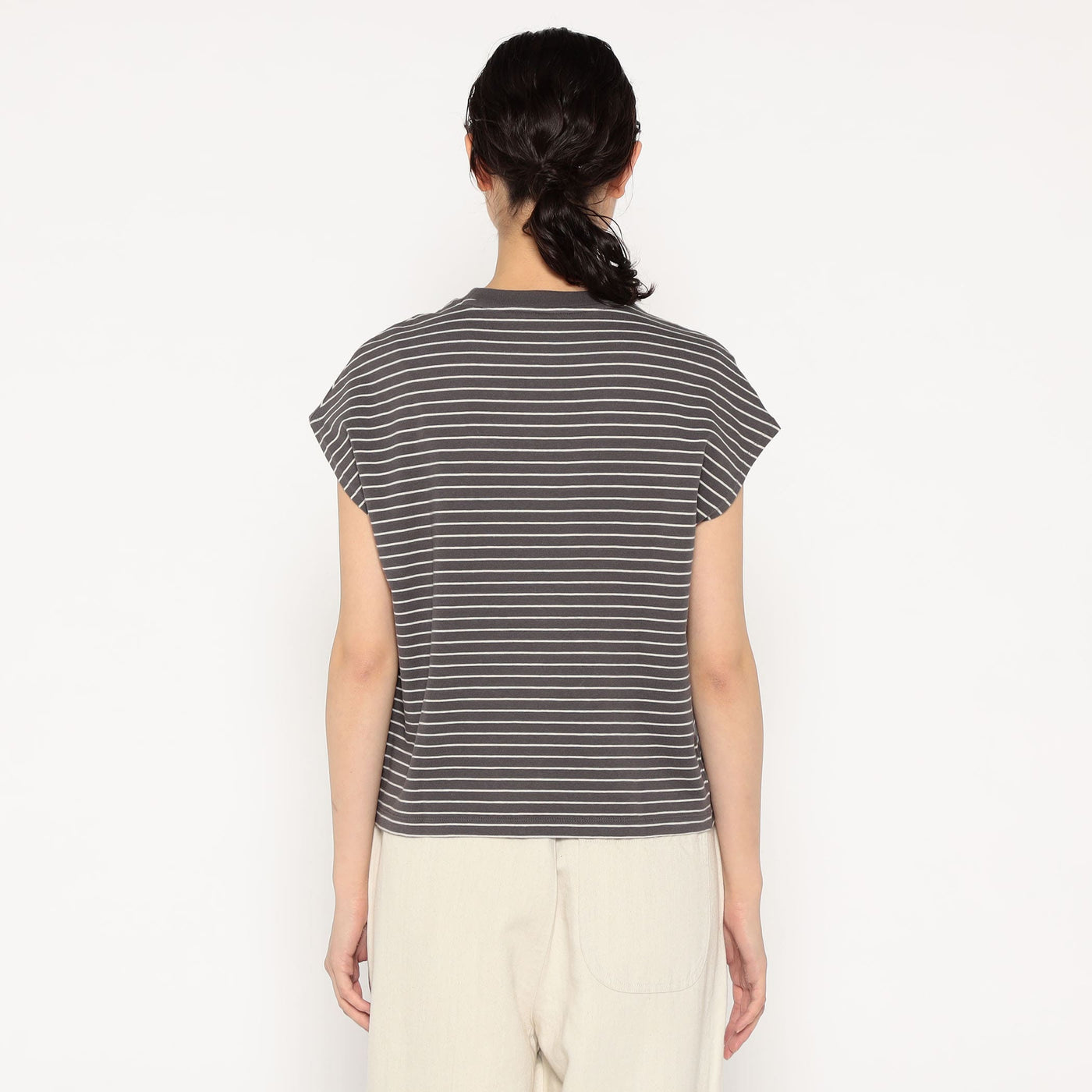 WOMEN'S COTTON JERSEY DOLMAN SHORT T-SHIRT STRIPE