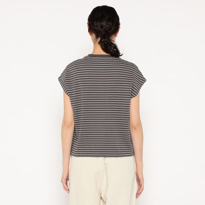 WOMEN'S COTTON JERSEY DOLMAN SHORT T-SHIRT STRIPE