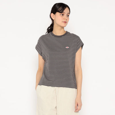 WOMEN'S COTTON JERSEY DOLMAN SHORT T-SHIRT STRIPE