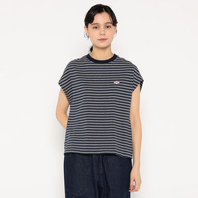 WOMEN'S COTTON JERSEY DOLMAN SHORT T-SHIRT STRIPE
