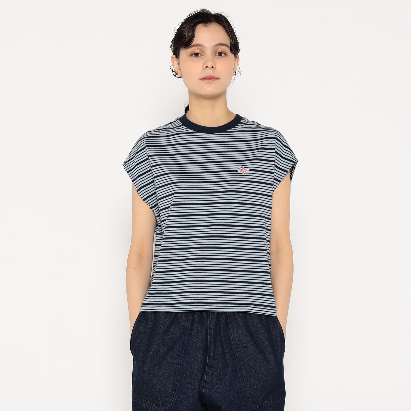 WOMEN'S COTTON JERSEY DOLMAN SHORT T-SHIRT STRIPE