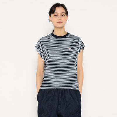 WOMEN'S COTTON JERSEY DOLMAN SHORT T-SHIRT STRIPE