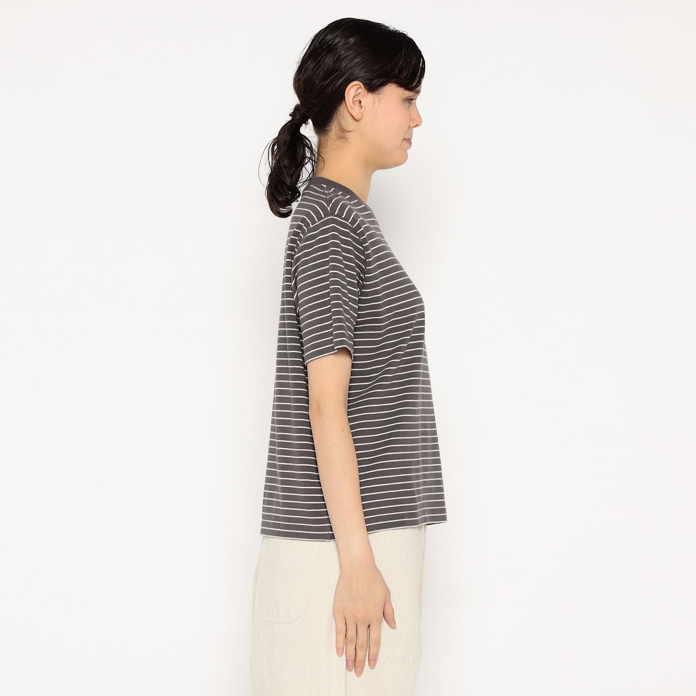WOMEN'S COTTON JERSEY SHORT T-SHIRT STRIPE