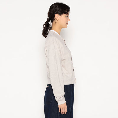 WOMEN'S COTTON TERRY CREW NECK CARDIGAN