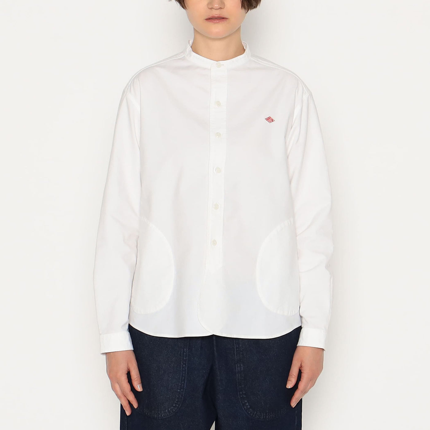 WOMEN'S OXFORD BAND COLLAR SHIRT PLAIN