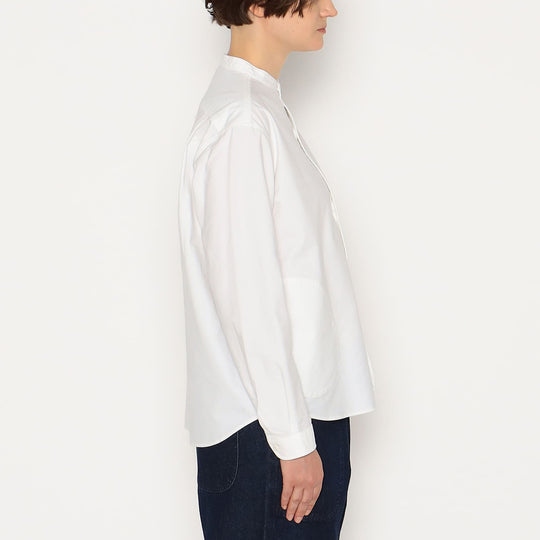 WOMEN'S OXFORD BAND COLLAR SHIRT PLAIN