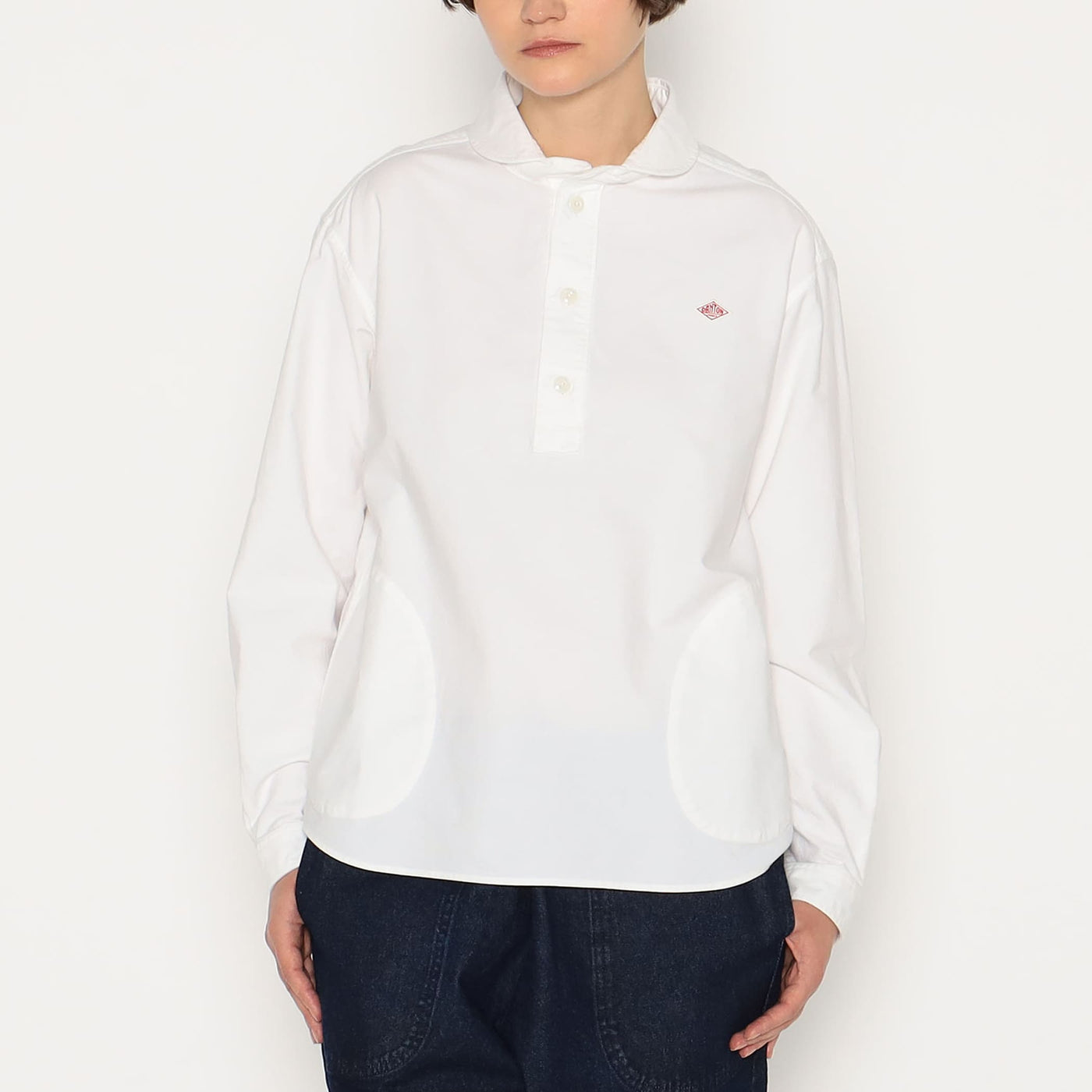 WOMEN'S OXFORD ROUND COLLAR PULLOVER SHIRT PLAIN