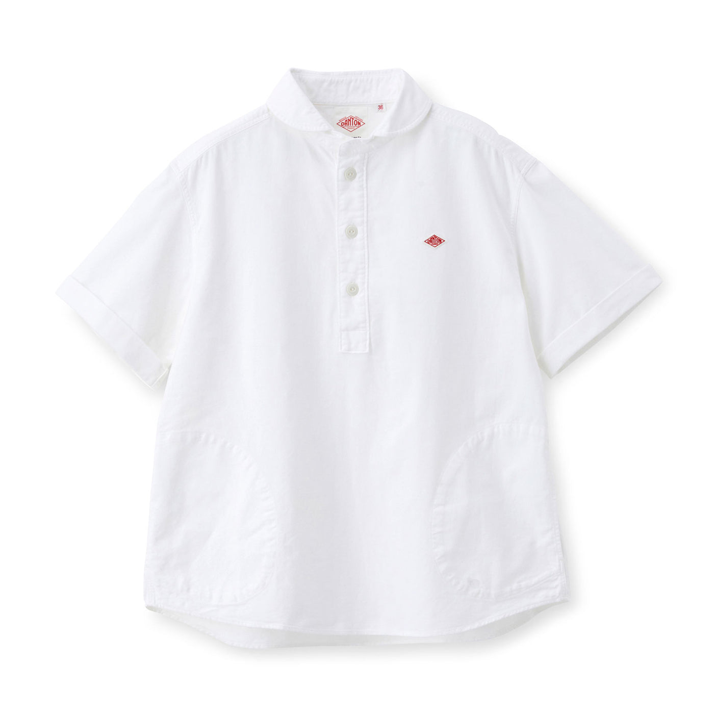 WOMEN'S OXFORD ROUND COLLAR SHORT SLEEVE PULLOVER SHIRT PLAIN