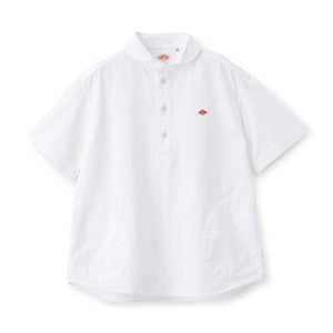 WOMEN'S OXFORD ROUND COLLAR SHORT SLEEVE PULLOVER SHIRT PLAIN