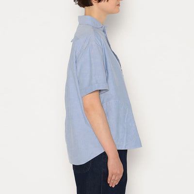 WOMEN'S OXFORD ROUND COLLAR SHORT SLEEVE PULLOVER SHIRT PLAIN