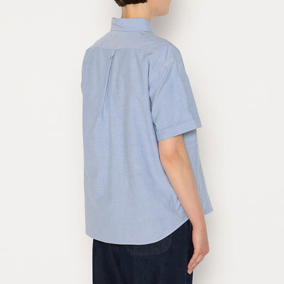 WOMEN'S OXFORD ROUND COLLAR SHORT SLEEVE PULLOVER SHIRT PLAIN