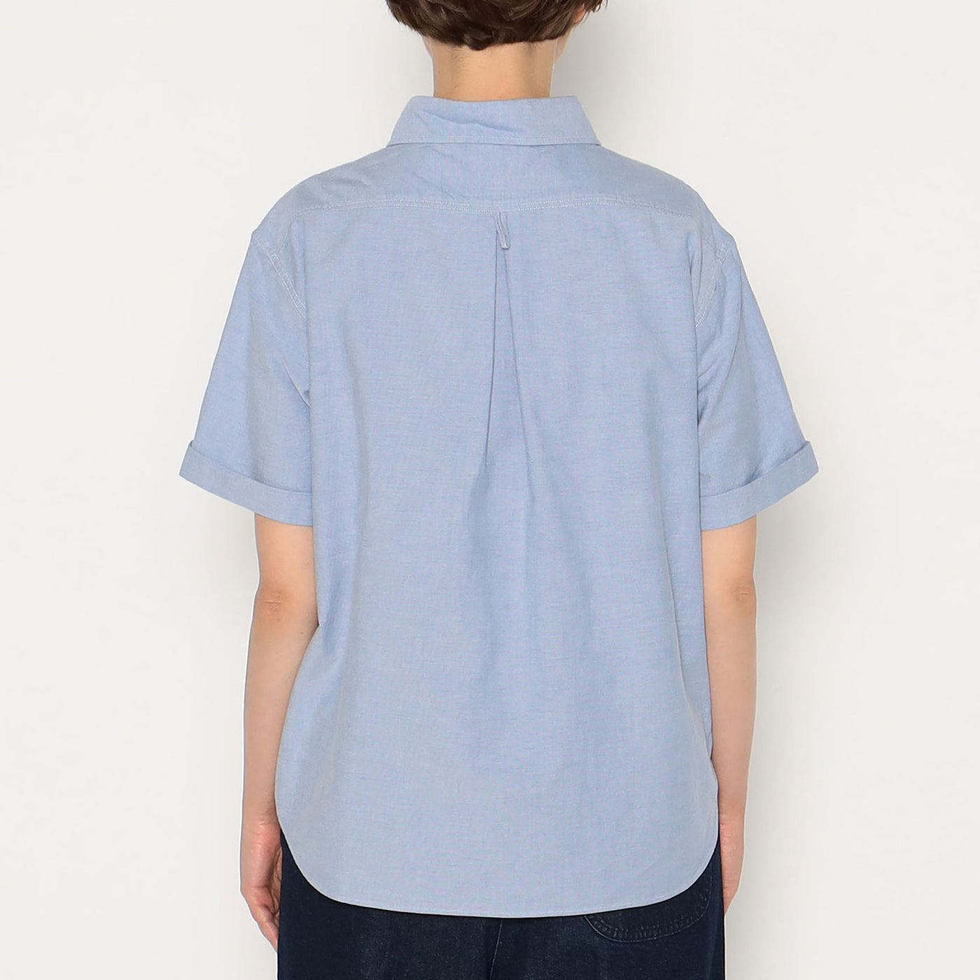 WOMEN'S OXFORD ROUND COLLAR SHORT SLEEVE PULLOVER SHIRT PLAIN