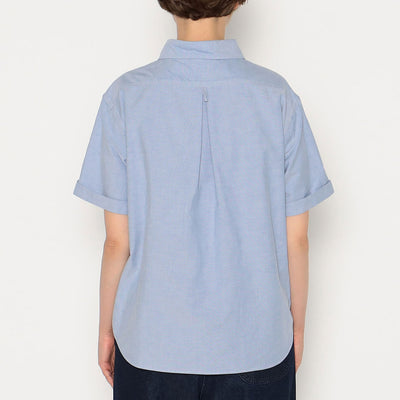 WOMEN'S OXFORD ROUND COLLAR SHORT SLEEVE PULLOVER SHIRT PLAIN