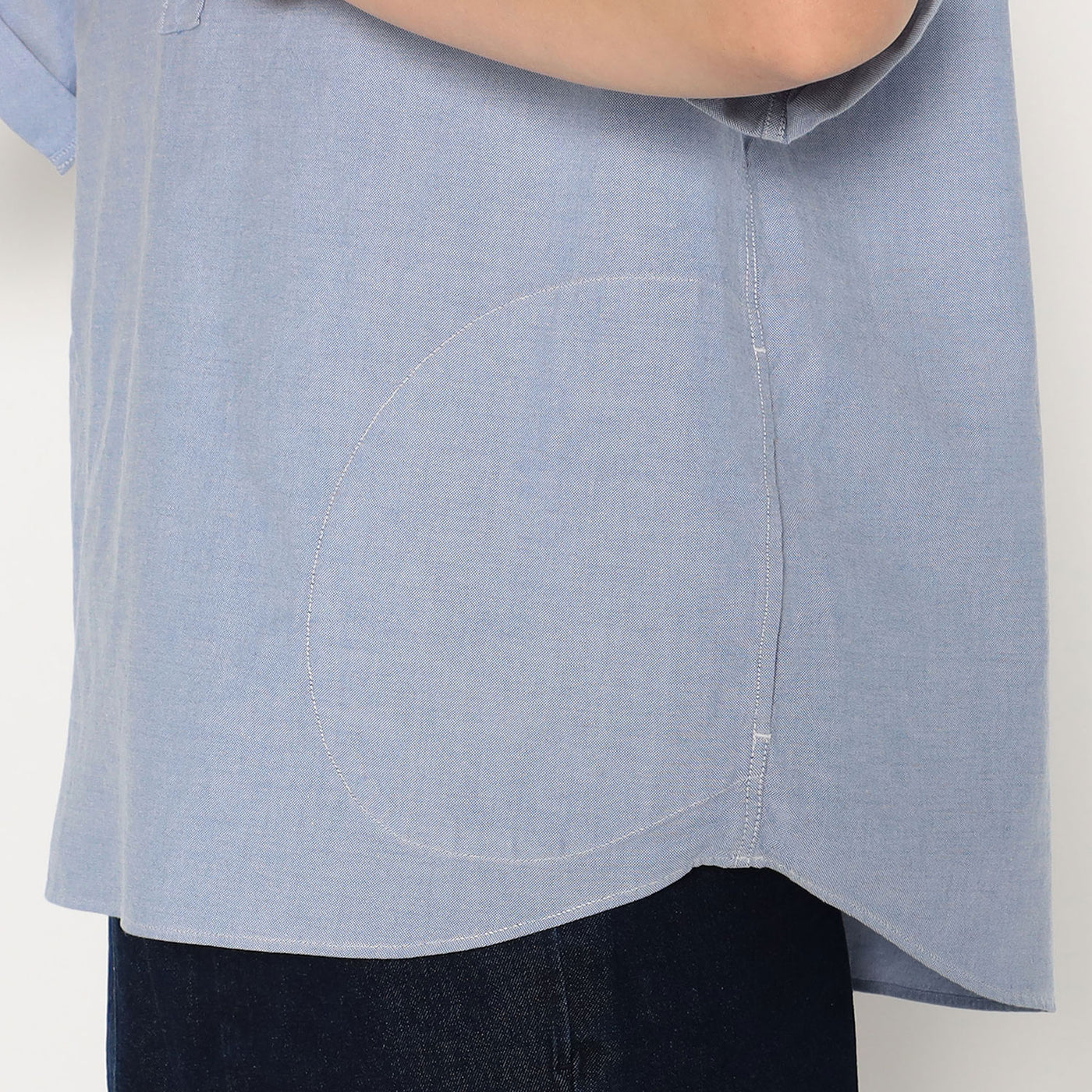 WOMEN'S OXFORD ROUND COLLAR SHORT SLEEVE PULLOVER SHIRT PLAIN
