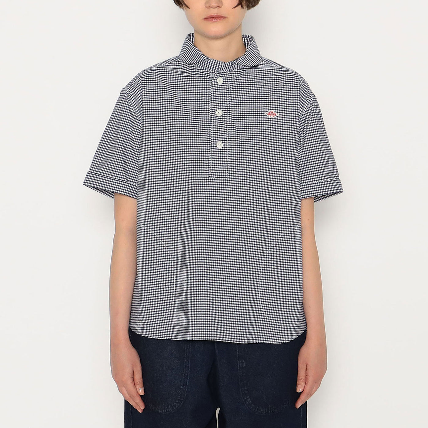 WOMEN'S OXFORD ROUND COLLAR SHORT SLEEVE PULLOVER SHIRT PATTERN