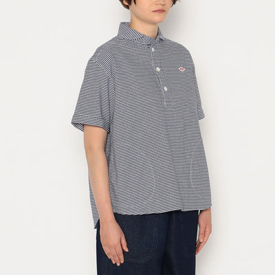 WOMEN'S OXFORD ROUND COLLAR SHORT SLEEVE PULLOVER SHIRT PATTERN