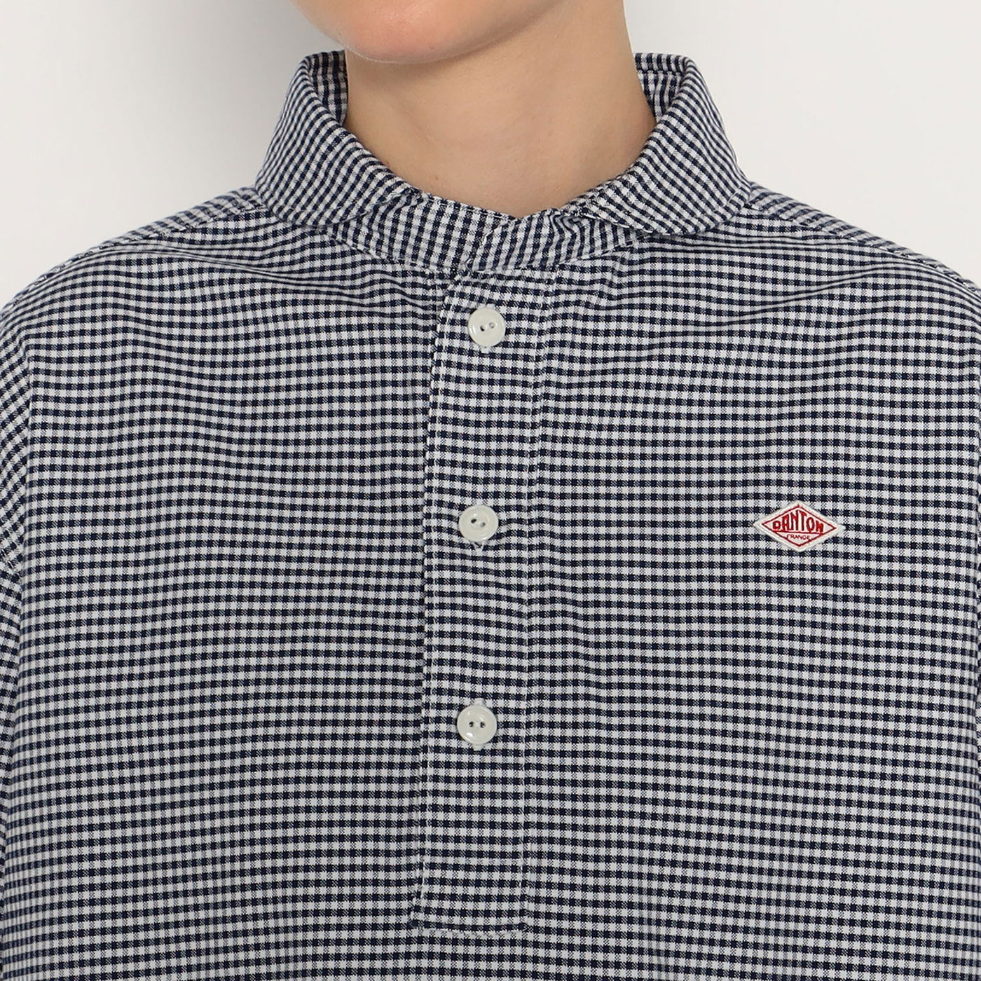 WOMEN'S OXFORD ROUND COLLAR SHORT SLEEVE PULLOVER SHIRT PATTERN