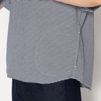 WOMEN'S OXFORD ROUND COLLAR SHORT SLEEVE PULLOVER SHIRT PATTERN