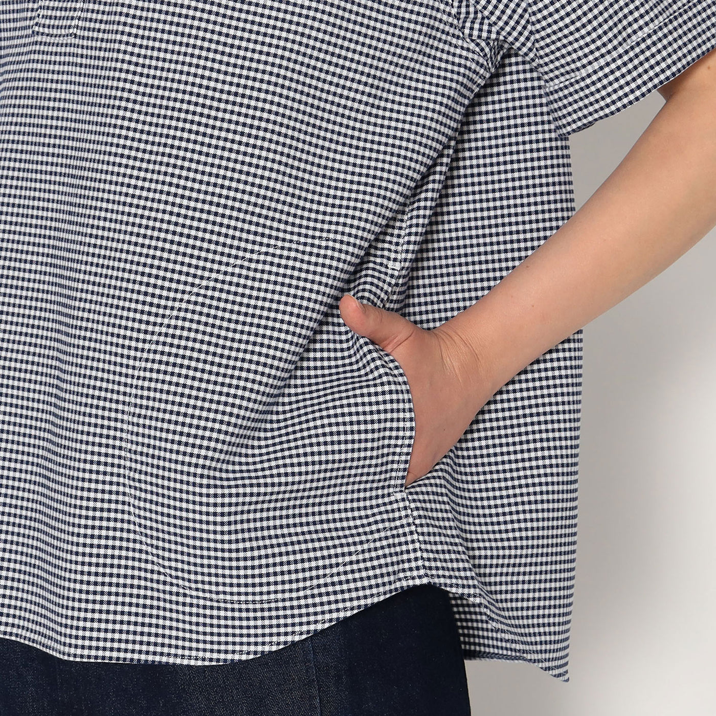 WOMEN'S OXFORD ROUND COLLAR SHORT SLEEVE PULLOVER SHIRT PATTERN