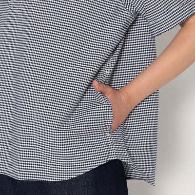 WOMEN'S OXFORD ROUND COLLAR SHORT SLEEVE PULLOVER SHIRT PATTERN