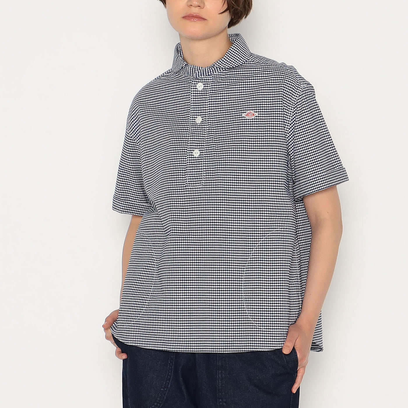 WOMEN'S OXFORD ROUND COLLAR SHORT SLEEVE PULLOVER SHIRT PATTERN