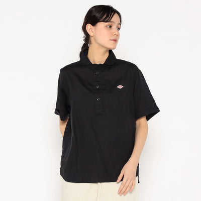 WOMEN'S LINEN ROUND COLLAR SHORT SLEEVE PULLOVER SHIRT