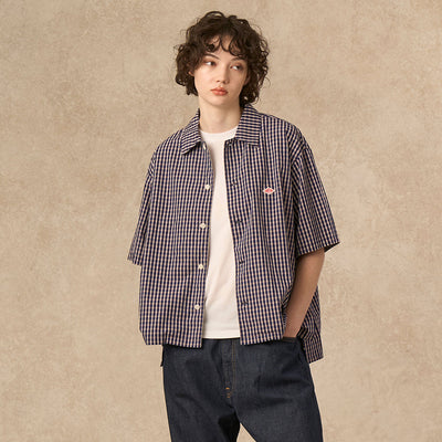 WOMEN'S COTTON POPLIN HALF SLEEVE SHIRT PLAID