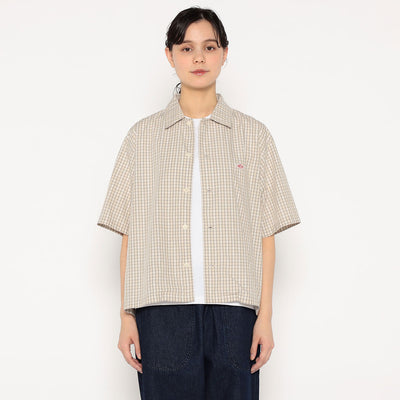 WOMEN'S COTTON POPLIN HALF SLEEVE SHIRT PLAID
