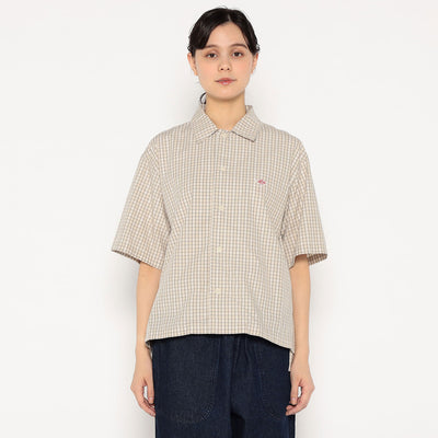 WOMEN'S COTTON POPLIN HALF SLEEVE SHIRT PLAID